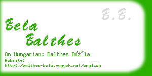 bela balthes business card